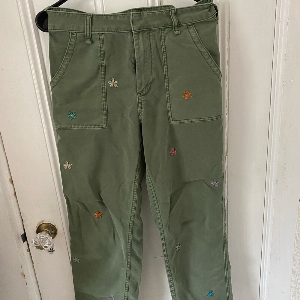 Anthropologie Embroidered Boyfriend Pants
